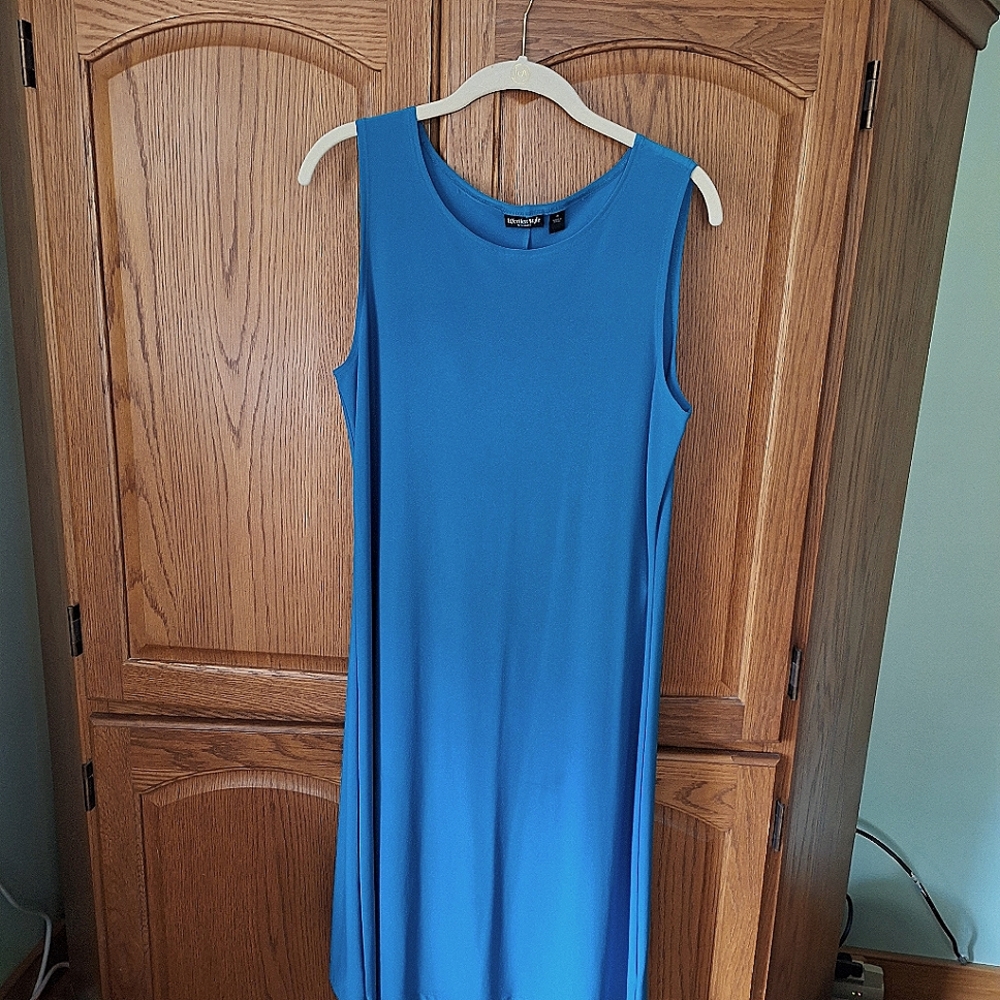 Effortless Style by Citiknits Sleeveless Teal Blue Dress Size Small